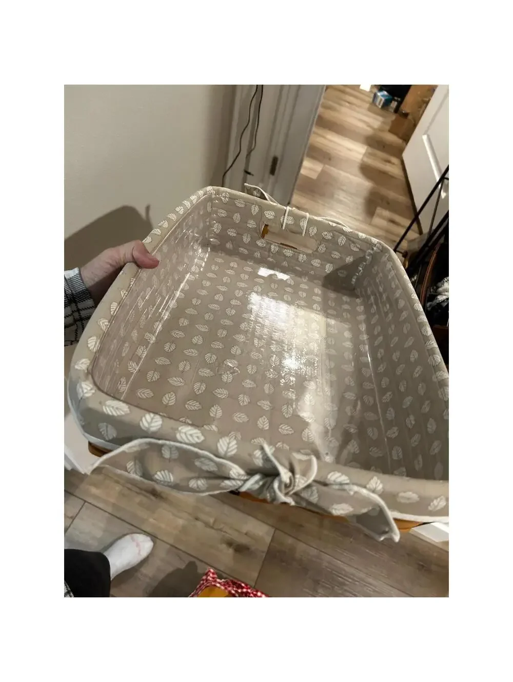 Longaberger Hostess Serving Tray Basket Stone Leaf liner & protector